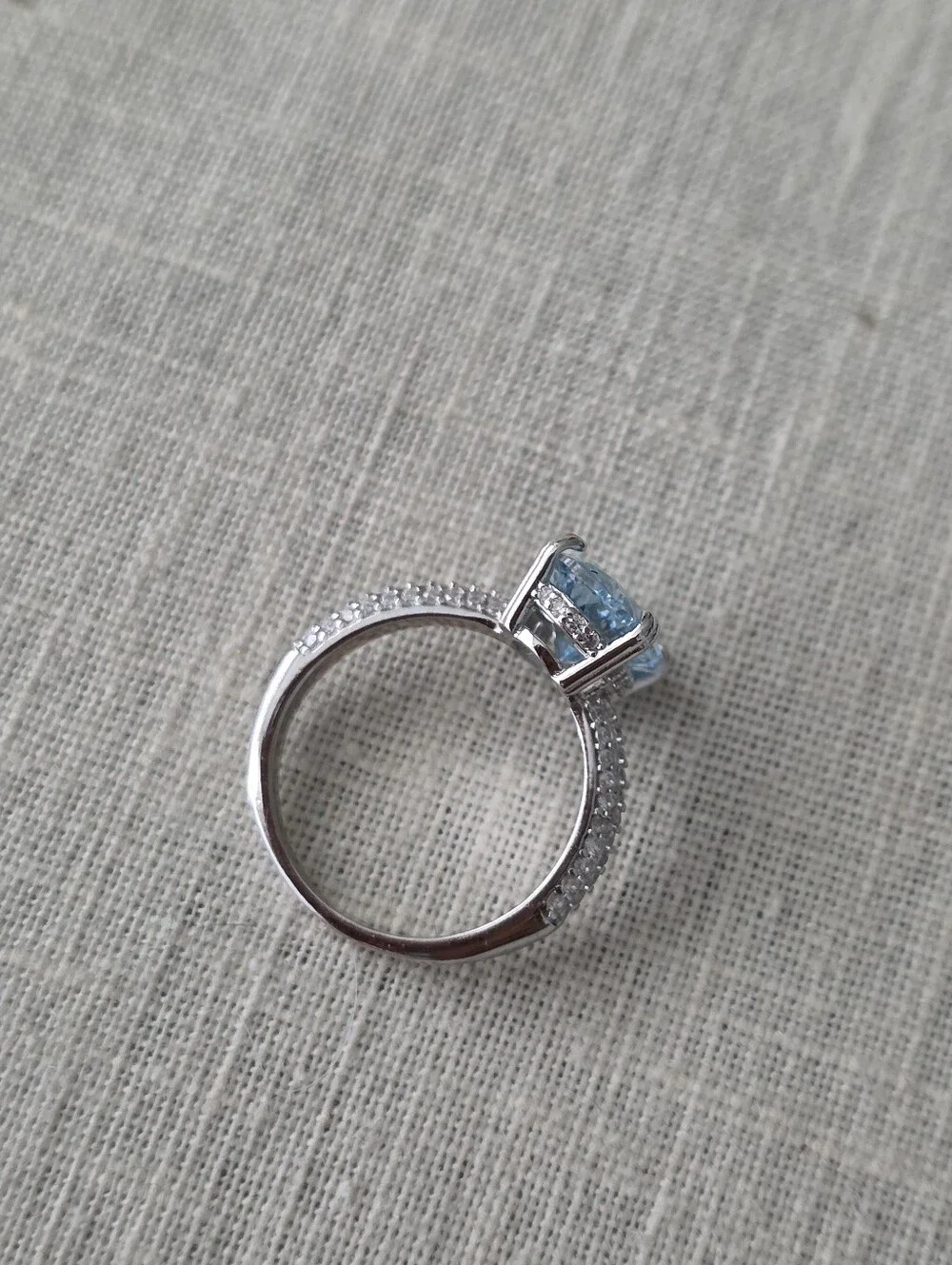 Solid 925 Sterling Silver 4.5 CT Oval Lab Grown Aquamarine Ring Size 6